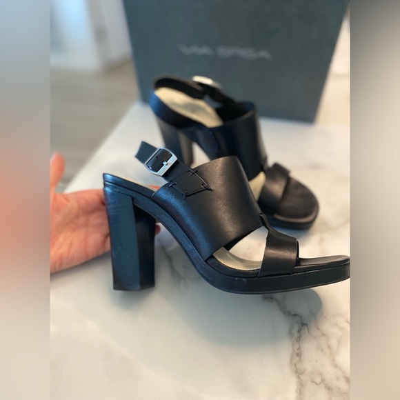 Via Spiga Ibiza Black Calf 7.5 M Heels Nordstrom - Picture 8 of 16